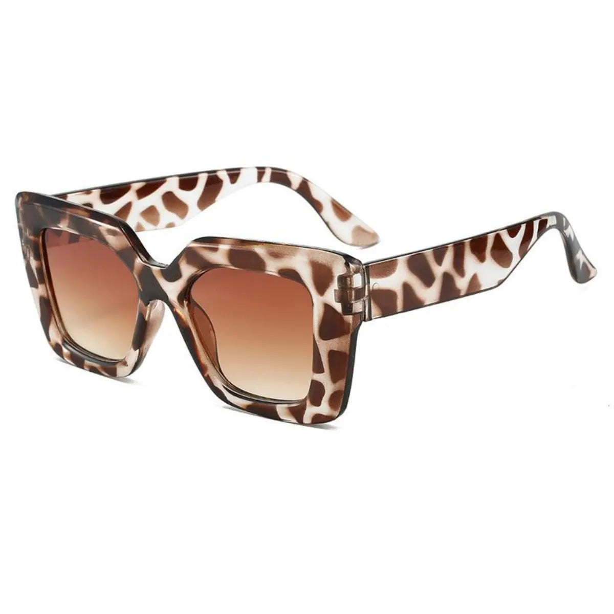 Women'S 4-Piece Oversized Square Sunglasses - Semi-Rimless Chic Black Anti-Uv Minimalist Eyewear, Leopard Print Styles, for Streetwear, Outdoor Use, Sunglasses for Women, Womens Sunglasses