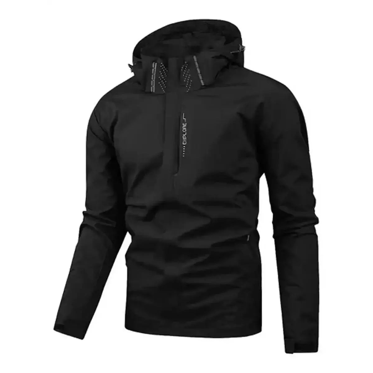 Men'S Fitted Woven Rain Jacket, Solid Waterproof Windbreaker with Full-Zip & Adjustable Hood, Lightweight Outerwear for Hiking, Hooded, Outdoor, Chain, Sports Outerwear, Plain, Casual, Tops, Long Sleeve, Mens Clothing, Jackets Zip Up
