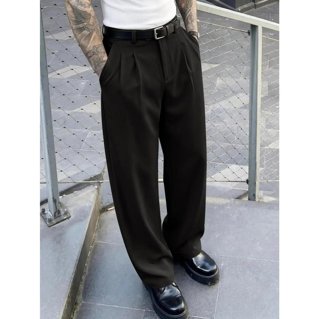 Runcati Mens Baggy Dress Pants Old Money Pleated 30"/32" Casual Wide Leg Slacks Relaxed Fit Lightweight Work Business Trouser