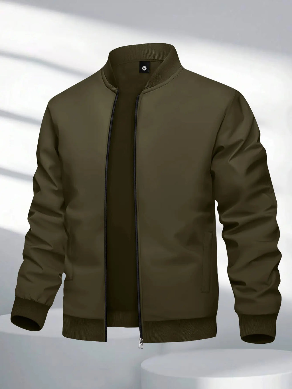 Men'S Jacket Spring and Autumn New Sports Coat Baseball Collar Flight Jacket Casual Outdoor Running Jacket Fashionable Retro Zip-Up Cardigan Simple Solid Color Basic Style with Pockets Men'S Baseball Jacket