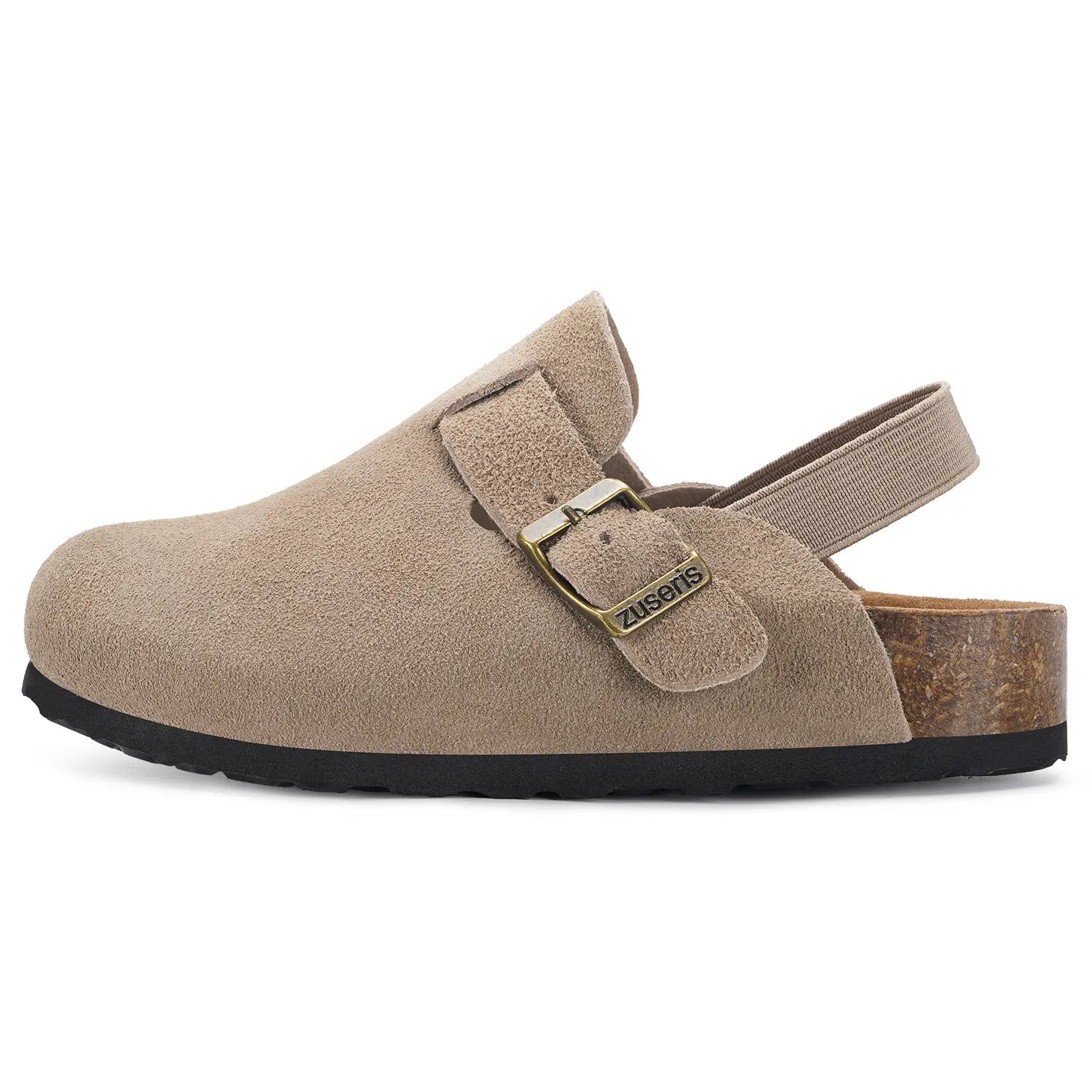 Kids Suede Clogs Toddler Clogs Boys Girls Cork Footbed Sandals Potato Shoes Leather Slip on Mules Adjustable Buckle