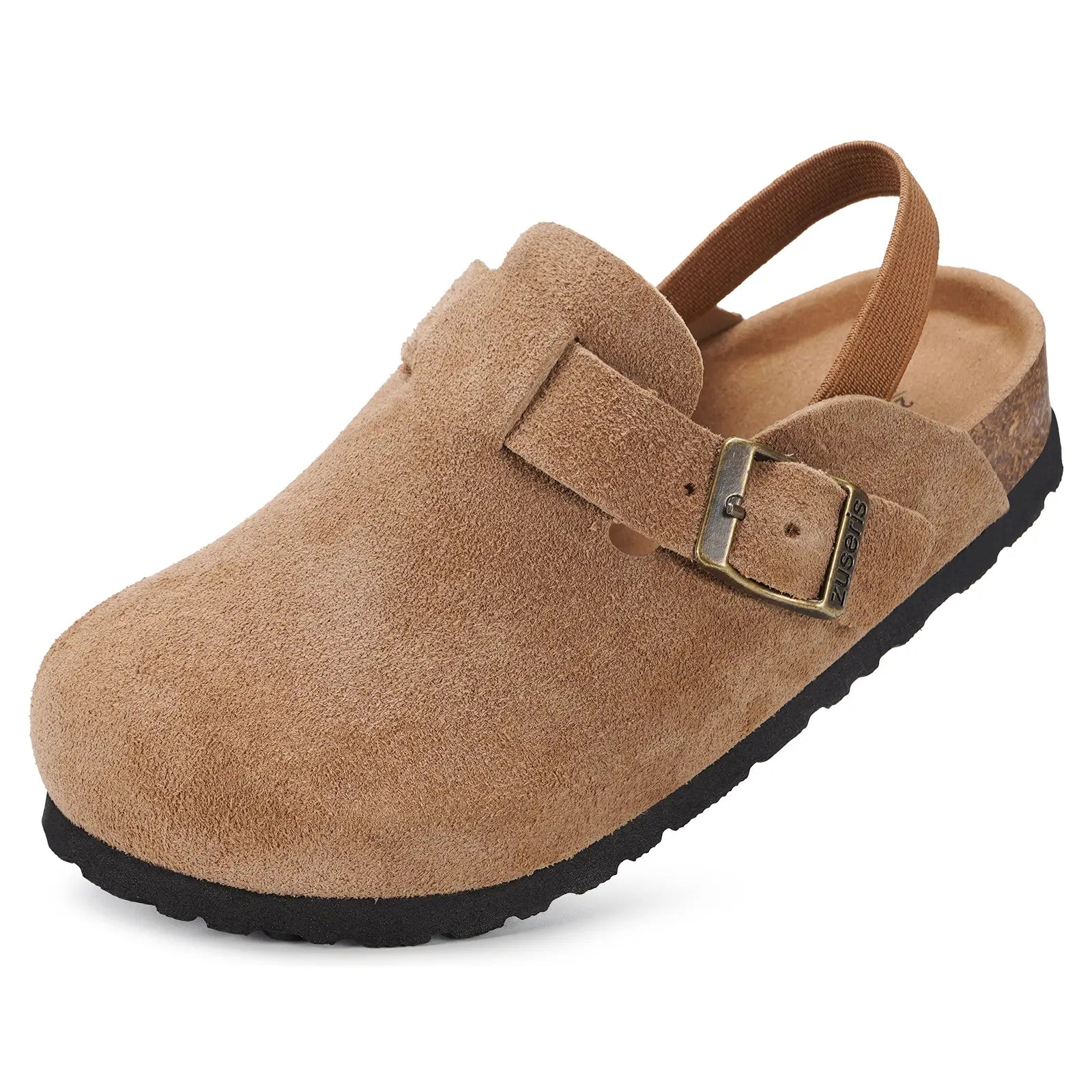 Kids Suede Clogs Toddler Clogs Boys Girls Cork Footbed Sandals Potato Shoes Leather Slip on Mules Adjustable Buckle