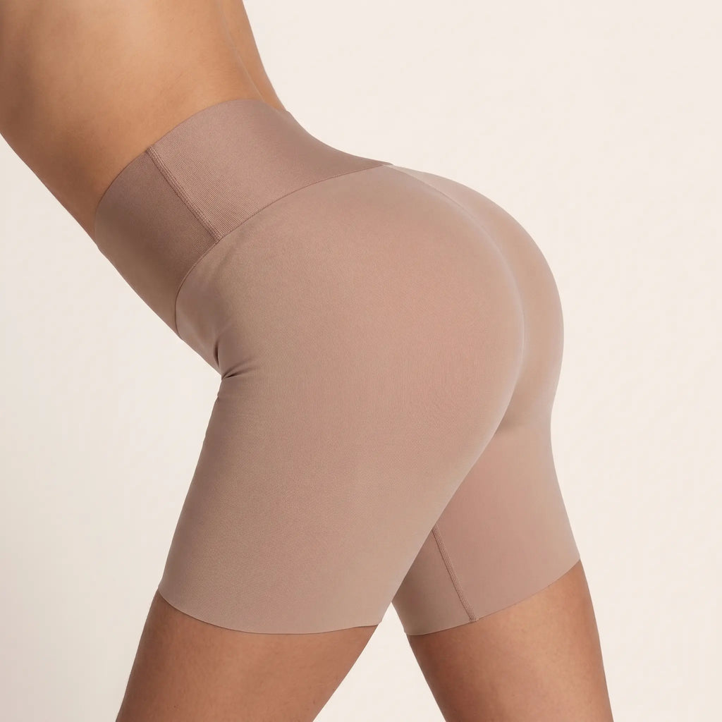 Heycomfy Stay-In-Place Seamless Shapewear Shorts - High-Waisted Body Tummy Control Shaper Sculpting Soft Fabric Ruched Design for Light Compression & Anti-Slip Grip Technology, M