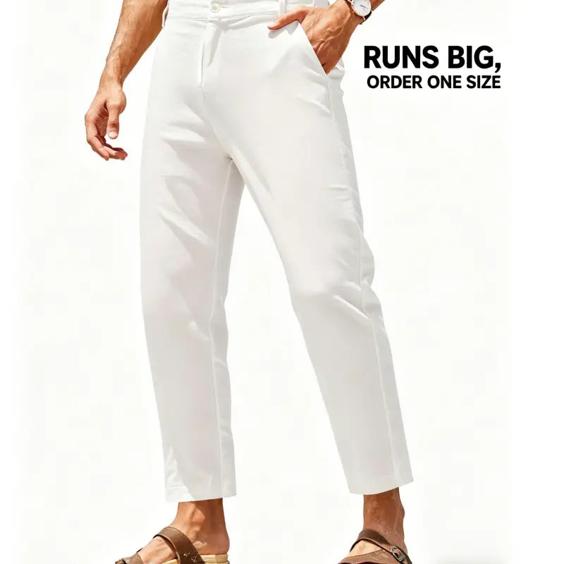 COOFANDY Men'S Cotton Linen Pants Elastic Waist Lightweight Casual Pants Slim Fit Yoga Beach Pants with Pockets Menswear Trouser Daily