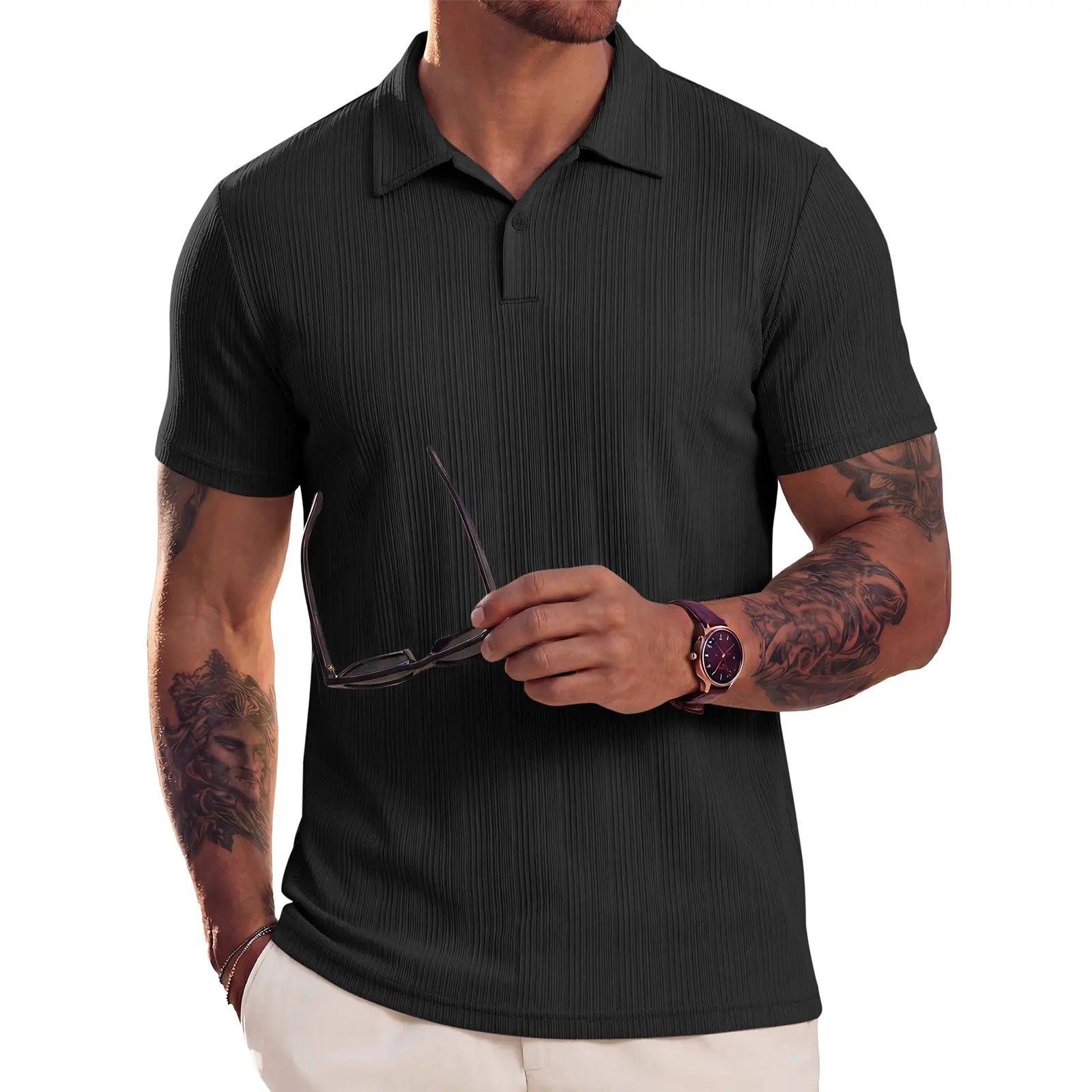 Men's "Old Money" Textured Knit Short Sleeve Polo
