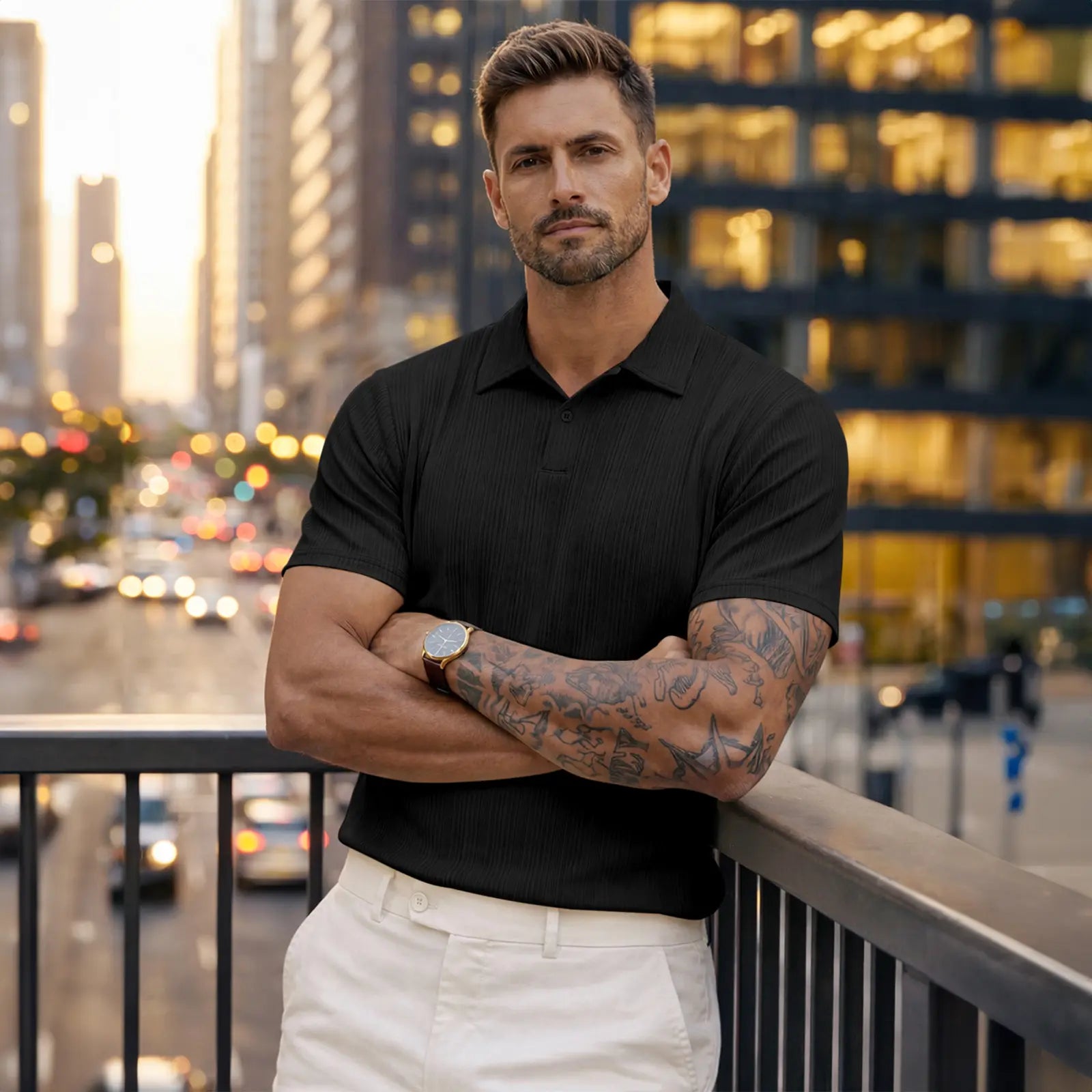 Men's "Old Money" Textured Knit Short Sleeve Polo