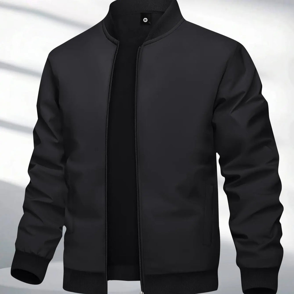 Men'S Jacket Spring and Autumn New Sports Coat Baseball Collar Flight Jacket Casual Outdoor Running Jacket Fashionable Retro Zip-Up Cardigan Simple Solid Color Basic Style with Pockets Men'S Baseball Jacket