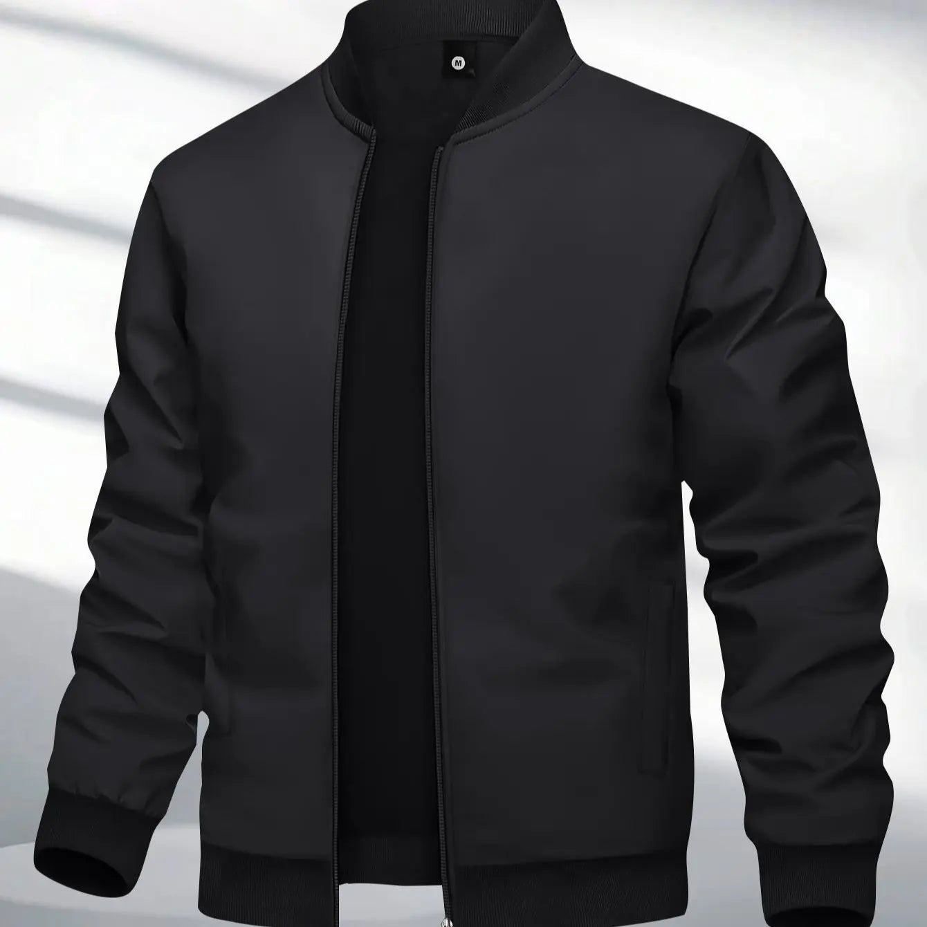 Men'S Jacket Spring and Autumn New Sports Coat Baseball Collar Flight Jacket Casual Outdoor Running Jacket Fashionable Retro Zip-Up Cardigan Simple Solid Color Basic Style with Pockets Men'S Baseball Jacket