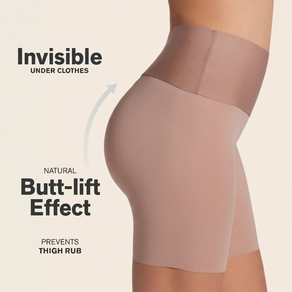Heycomfy Stay-In-Place Seamless Shapewear Shorts - High-Waisted Body Tummy Control Shaper Sculpting Soft Fabric Ruched Design for Light Compression & Anti-Slip Grip Technology, M