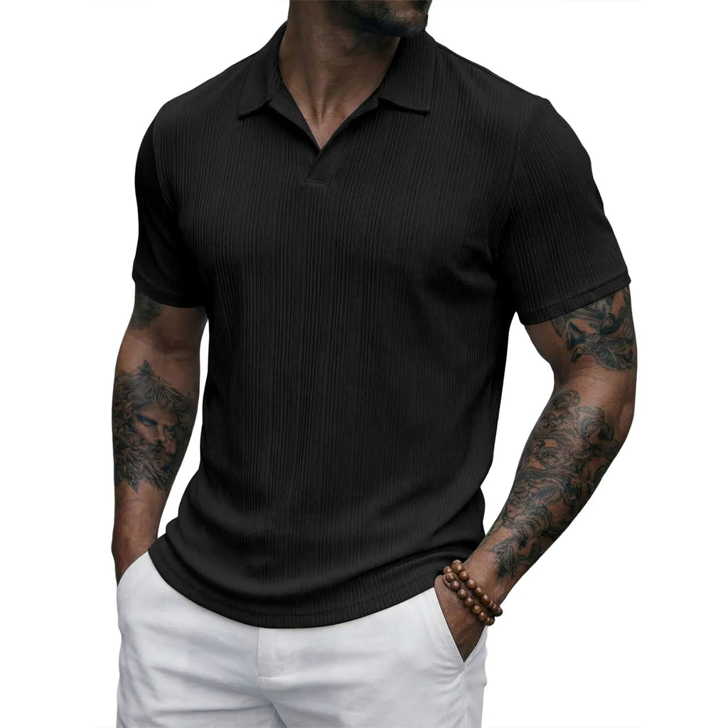 Men's "Old Money" Textured Knit Short Sleeve Polo