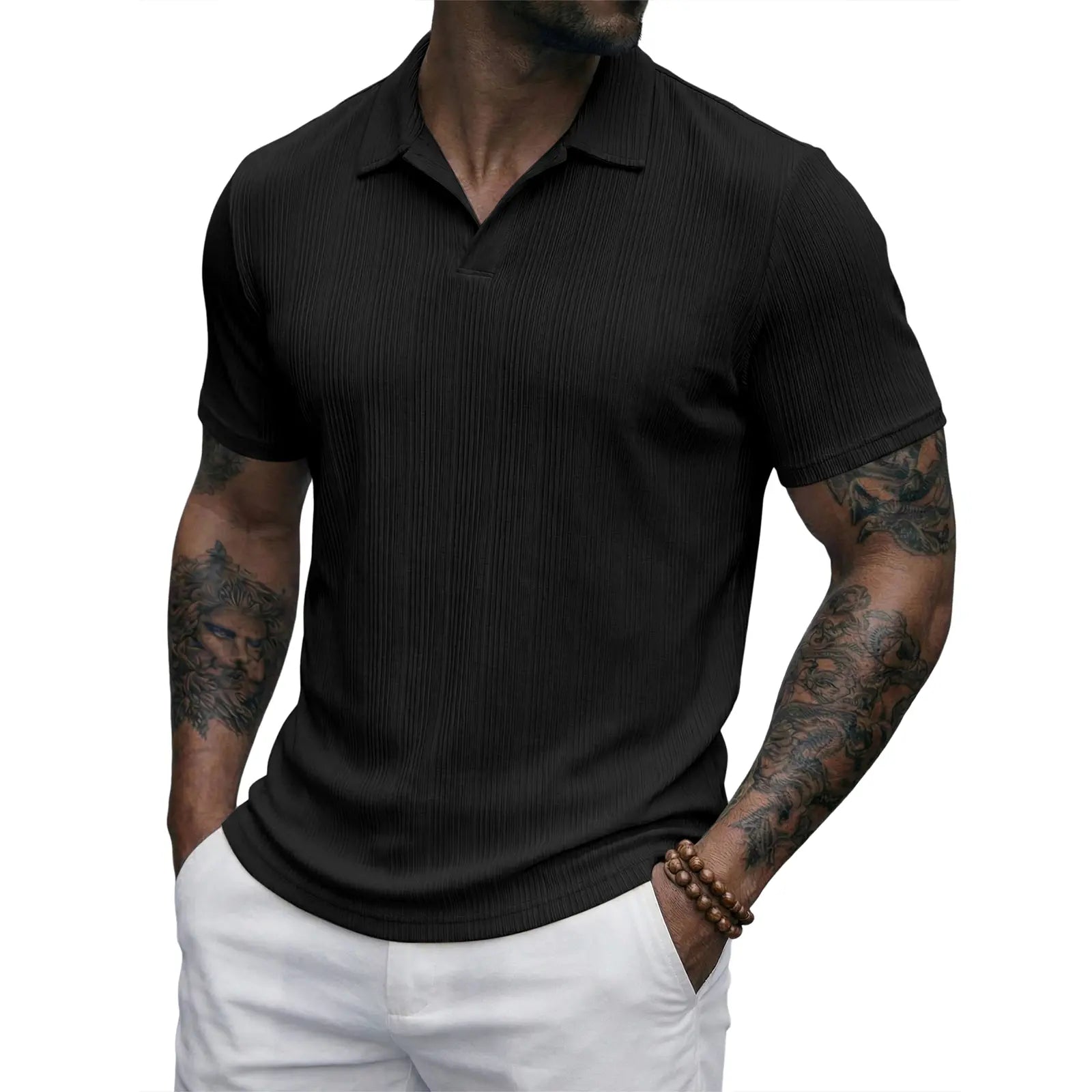 Men's "Old Money" Textured Knit Short Sleeve Polo