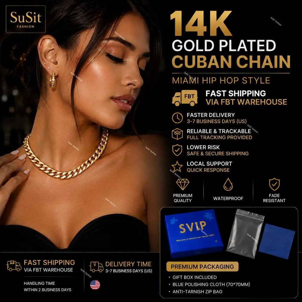 Men’S 14K Gold Cuban Link Chain Necklace – Miami Hip Hop Thick Gold Chain, Waterproof & Fade Resistant Statement Jewelry for Street Style