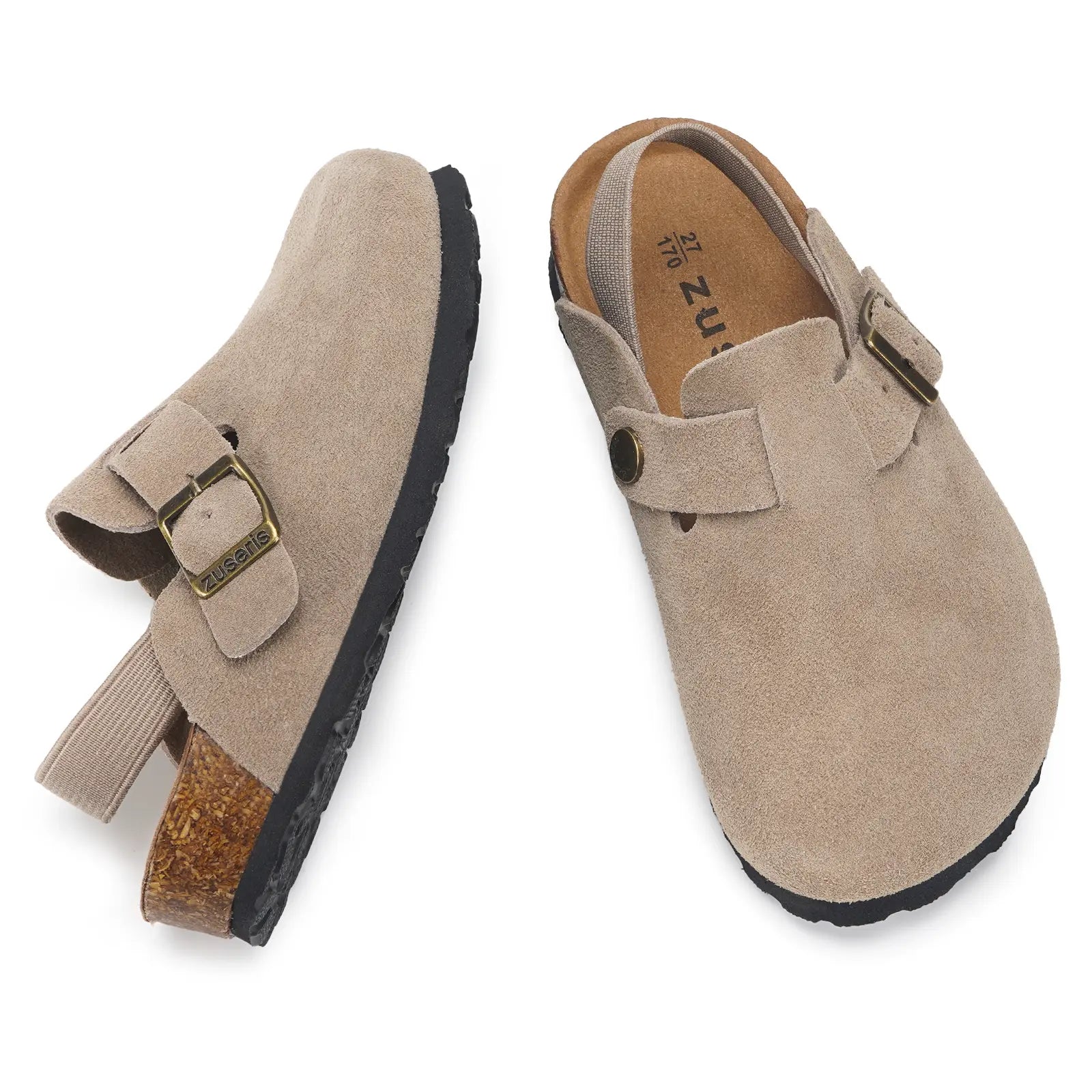 Kids Suede Clogs Toddler Clogs Boys Girls Cork Footbed Sandals Potato Shoes Leather Slip on Mules Adjustable Buckle