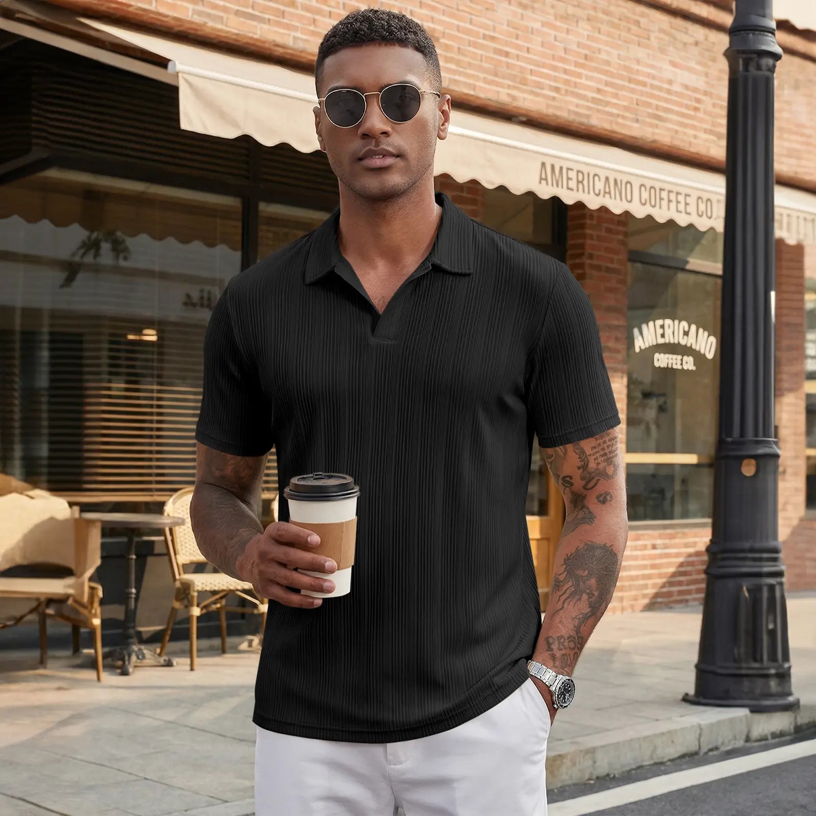 Men's "Old Money" Textured Knit Short Sleeve Polo