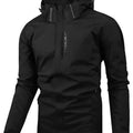Men'S Fitted Woven Rain Jacket, Solid Waterproof Windbreaker with Full-Zip & Adjustable Hood, Lightweight Outerwear for Hiking, Hooded, Outdoor, Chain, Sports Outerwear, Plain, Casual, Tops, Long Sleeve, Mens Clothing, Jackets Zip Up