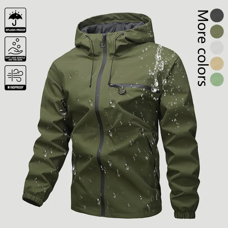 Men’S Lightweight Windproof Softshell Hooded Jacket Featuring a Drawstring Design, Sporty Casual Style, Front Pocket and Side Zipper, Suitable for Spring and Autumn and Back-To-School Season Wear; Long-Sleeve Style Is Ideal for Outdoor Activities in Sprin