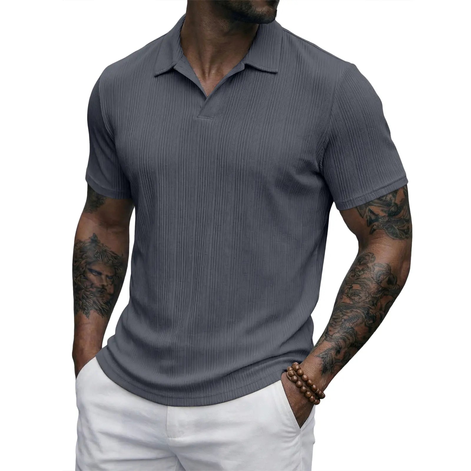 Men's "Old Money" Textured Knit Short Sleeve Polo