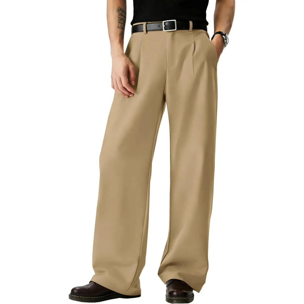 Runcati Mens Baggy Dress Pants Old Money Pleated 30"/32" Casual Wide Leg Slacks Relaxed Fit Lightweight Work Business Trouser