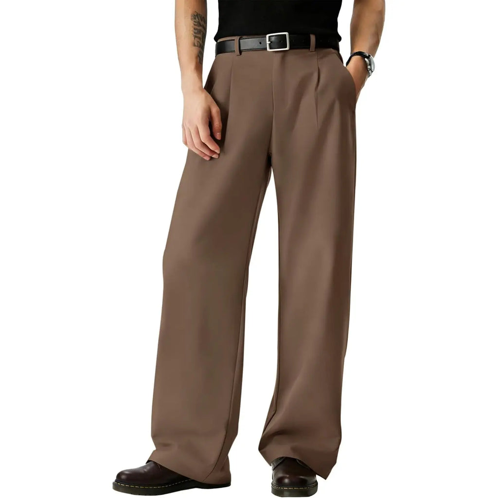Runcati Mens Baggy Dress Pants Old Money Pleated 30"/32" Casual Wide Leg Slacks Relaxed Fit Lightweight Work Business Trouser