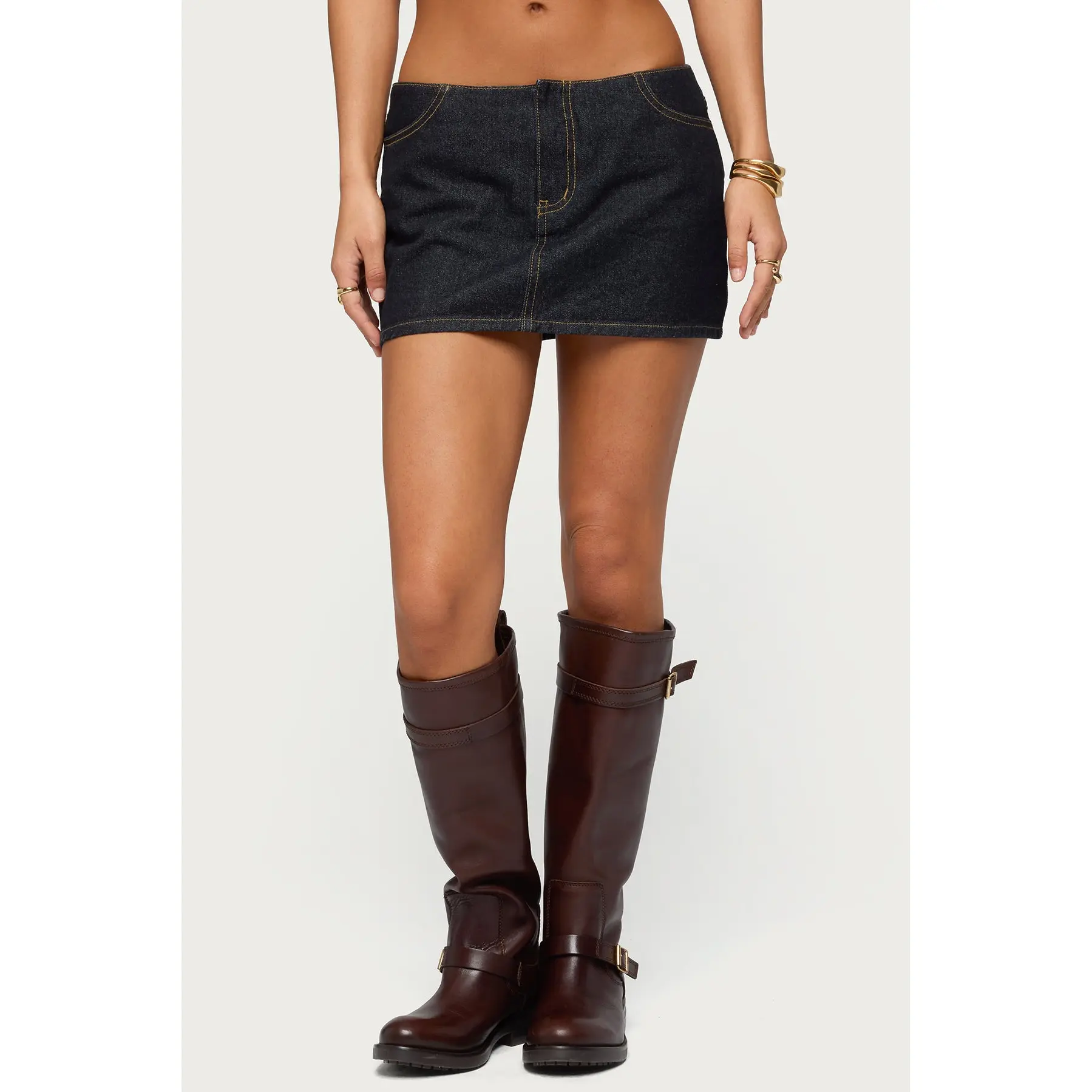 Leire No Waistband Denim Mini Skort