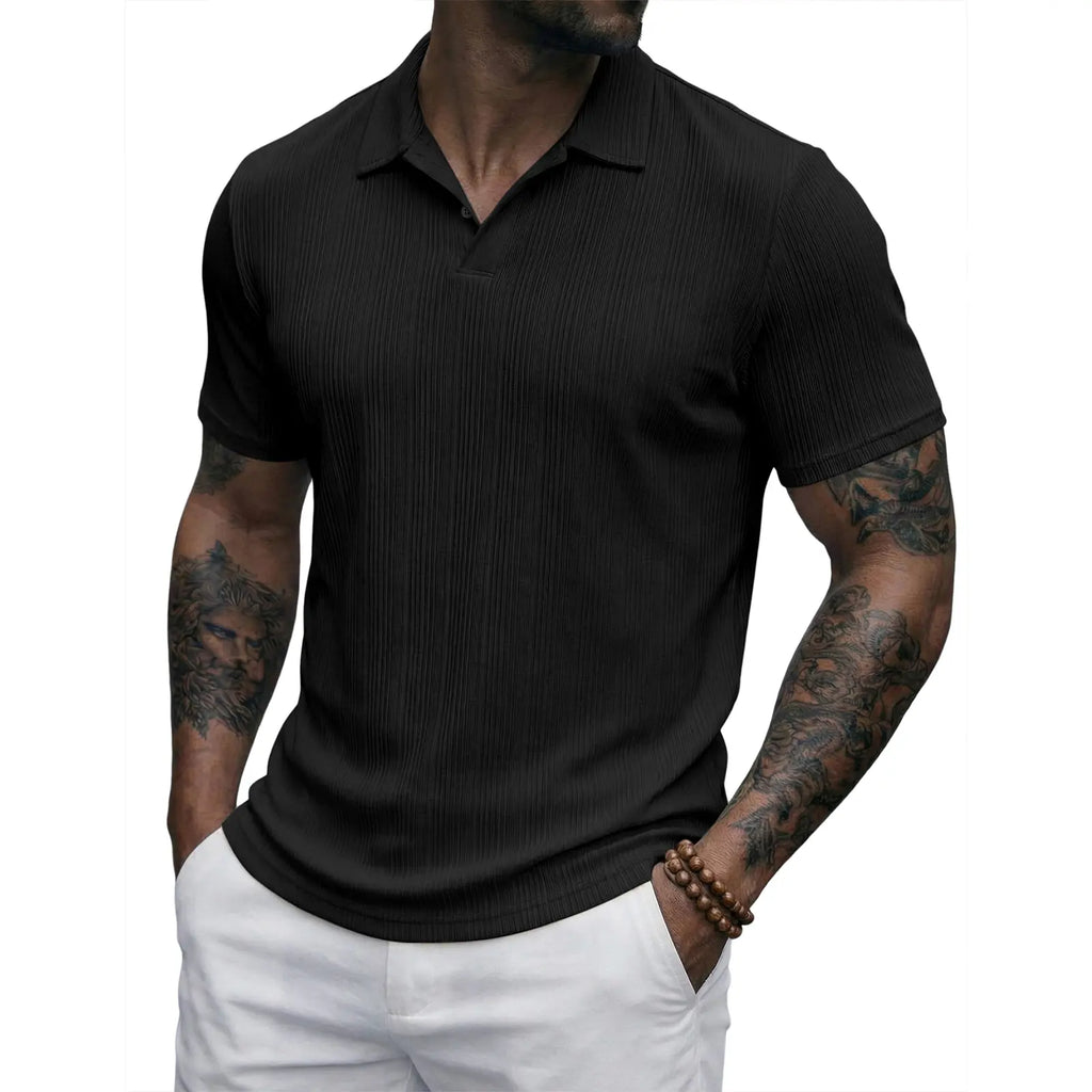 Men's "Old Money" Textured Knit Short Sleeve Polo