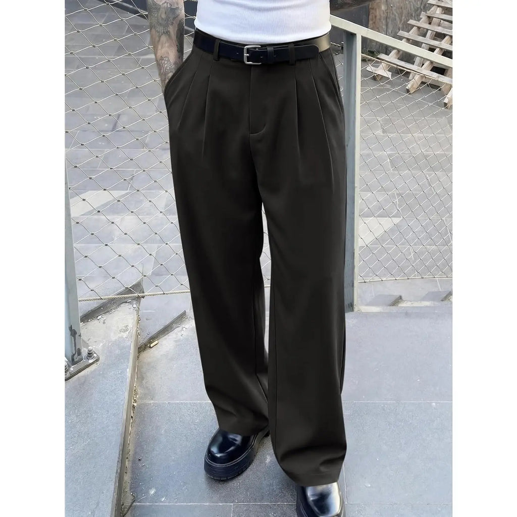 Runcati Mens Baggy Dress Pants Old Money Pleated 30"/32" Casual Wide Leg Slacks Relaxed Fit Lightweight Work Business Trouser