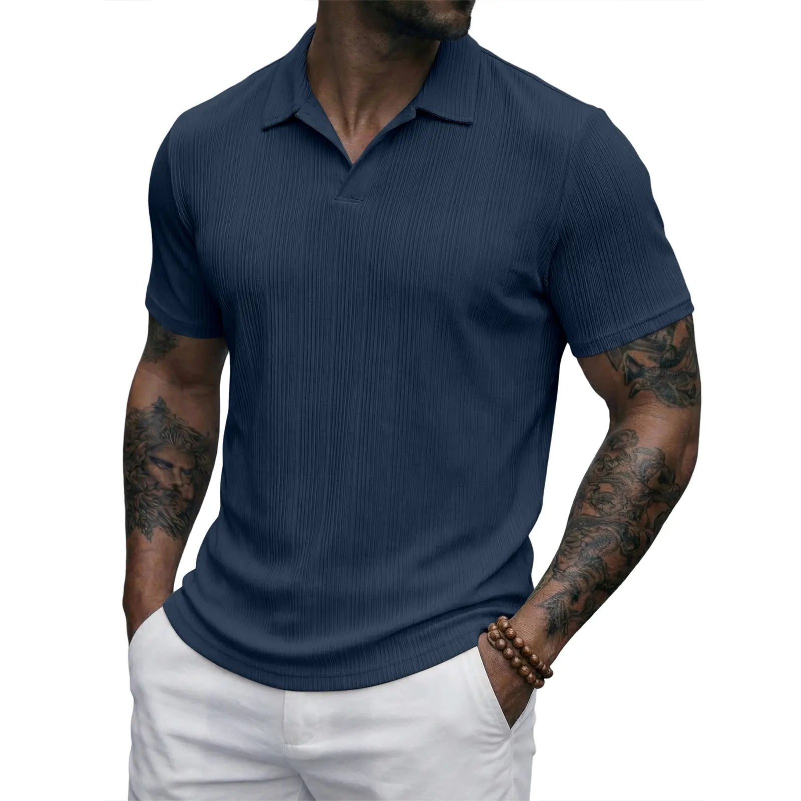 Men's "Old Money" Textured Knit Short Sleeve Polo