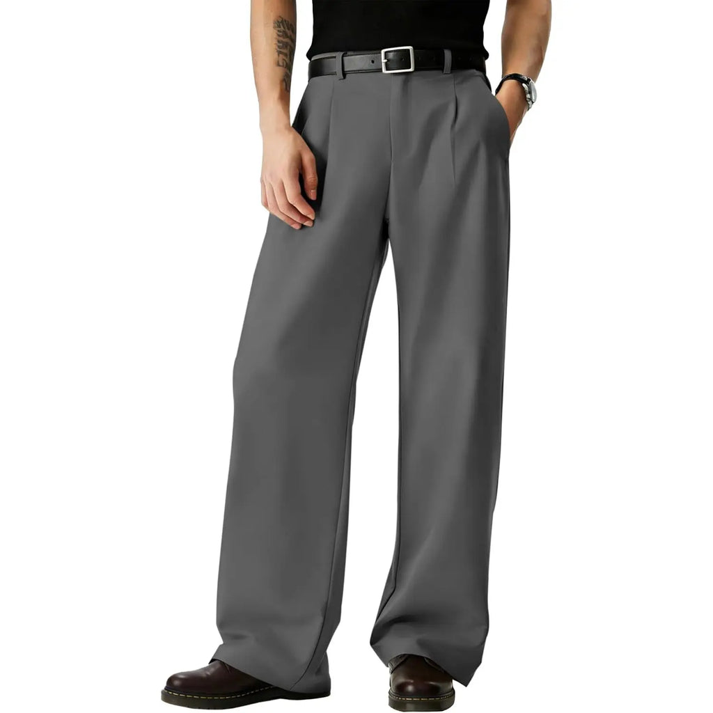 Runcati Mens Baggy Dress Pants Old Money Pleated 30"/32" Casual Wide Leg Slacks Relaxed Fit Lightweight Work Business Trouser