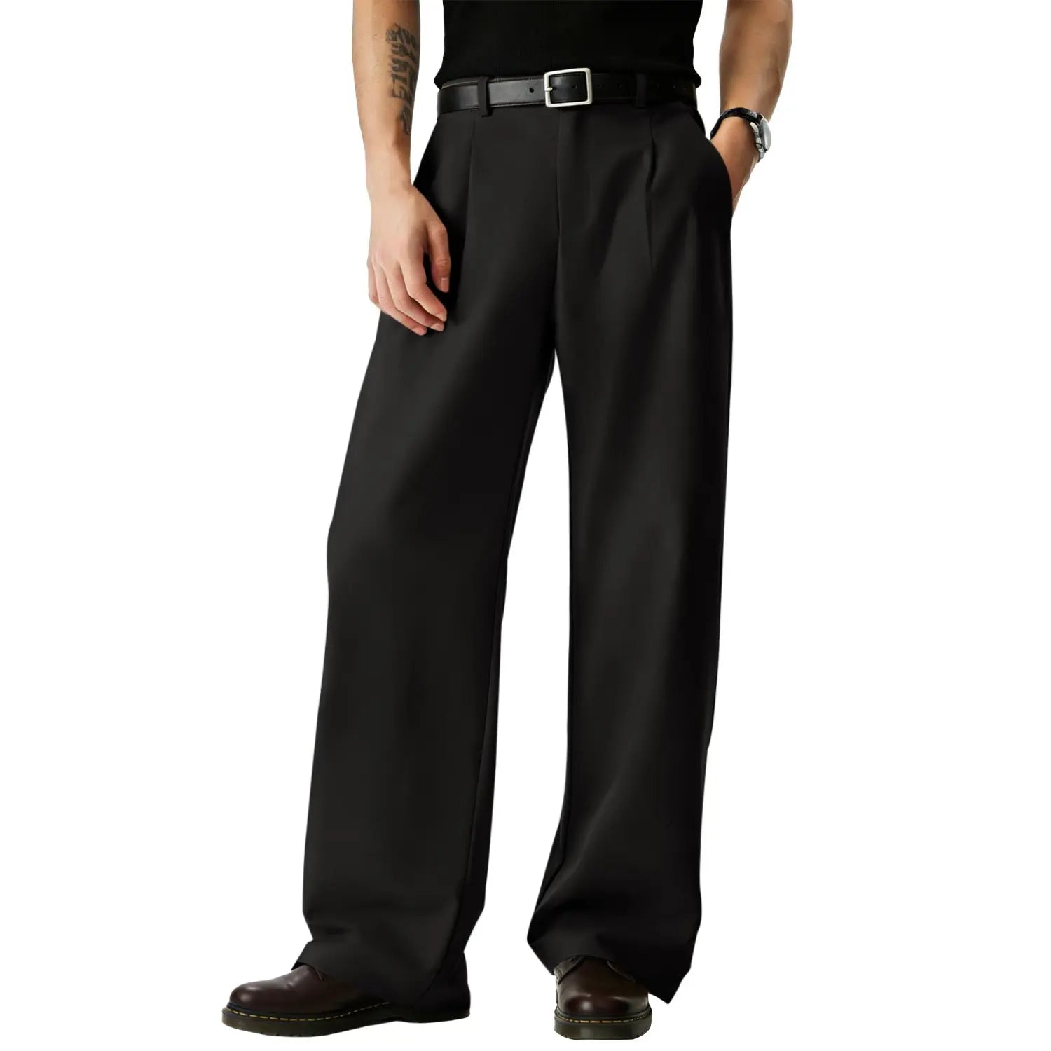 Runcati Mens Baggy Dress Pants Old Money Pleated 30"/32" Casual Wide Leg Slacks Relaxed Fit Lightweight Work Business Trouser