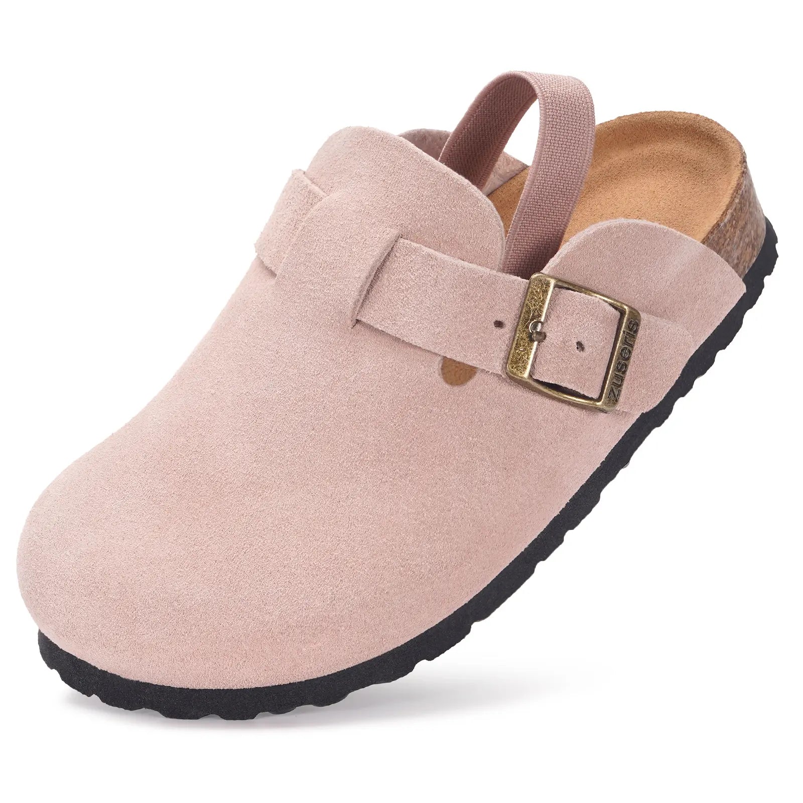 Kids Suede Clogs Toddler Clogs Boys Girls Cork Footbed Sandals Potato Shoes Leather Slip on Mules Adjustable Buckle