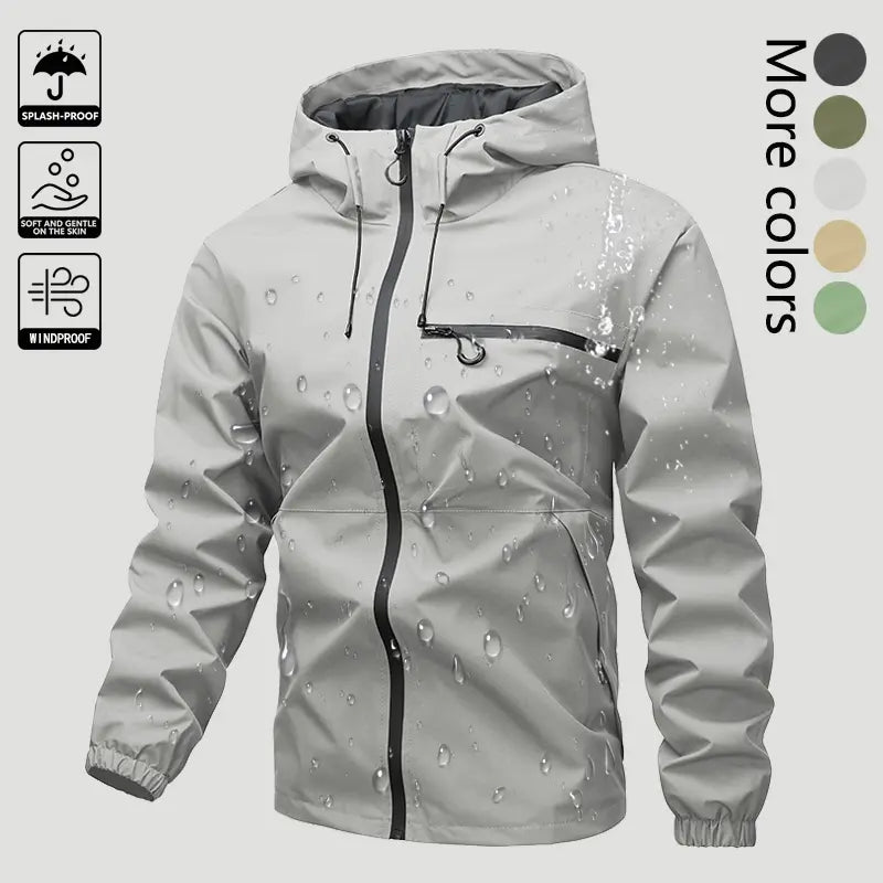 Men’S Lightweight Windproof Softshell Hooded Jacket Featuring a Drawstring Design, Sporty Casual Style, Front Pocket and Side Zipper, Suitable for Spring and Autumn and Back-To-School Season Wear; Long-Sleeve Style Is Ideal for Outdoor Activities in Sprin
